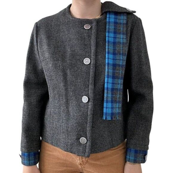 Vintage Reldan Grey Wool Renaissance Fair Cropped Blazer Jacket Made in England - Picture 1 of 7
